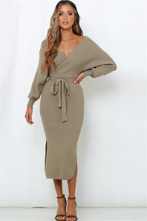 Casual Long Sleeve Winter Knitted Dress