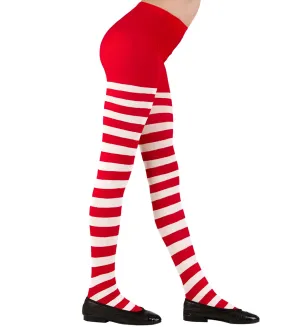 Children's Red and White Striped Tights