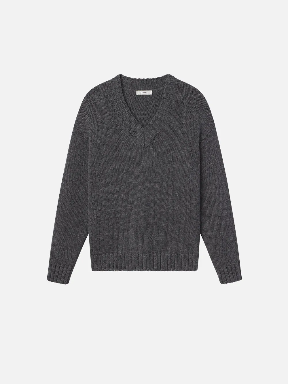 Chunky V-Neck Sweater -- Charcoal Heather