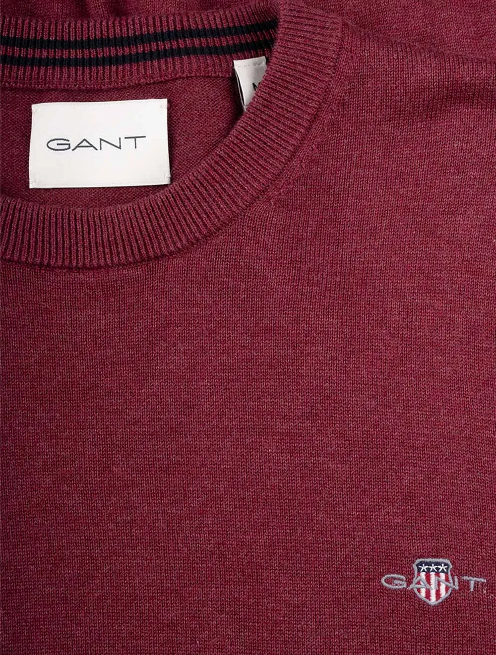 Classic Cotton Crew Neck Bordeaux Melange