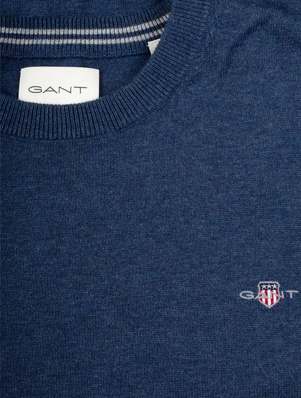 Classic Cotton Crew Neck Dark Jeansblue Melange