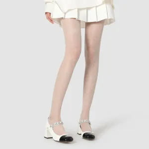 Classic Polka-Dot All-season Women White Sheer Tights