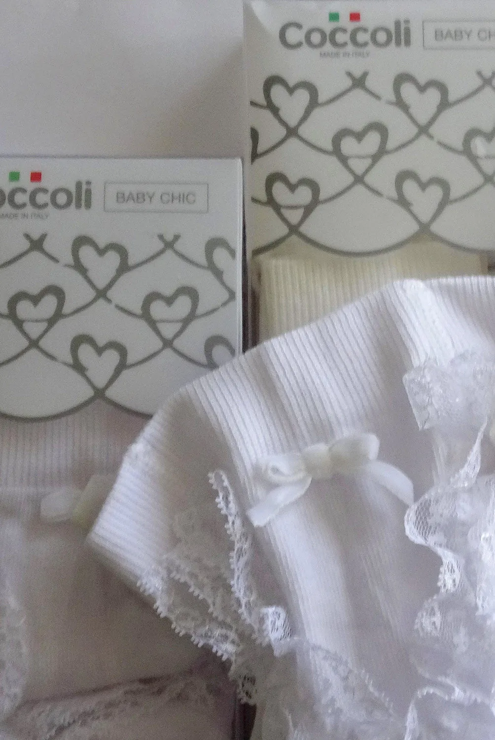 Coccoli Baby Chic Cotton Bottom Ruffle Lace Opaque Tights