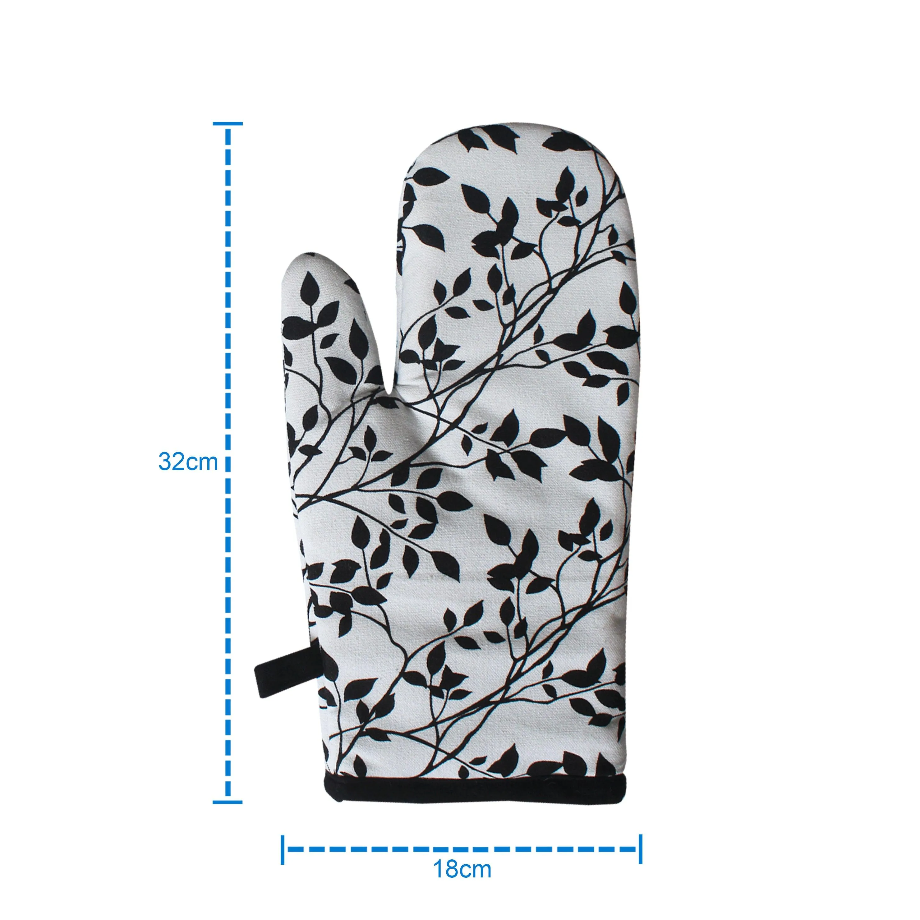 Cotton Small Leaf Oven Gloves Pack Of 2