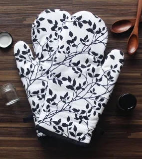 Cotton Small Leaf Oven Gloves Pack Of 2