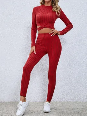 Crisscross Knit Top and Leggings Set