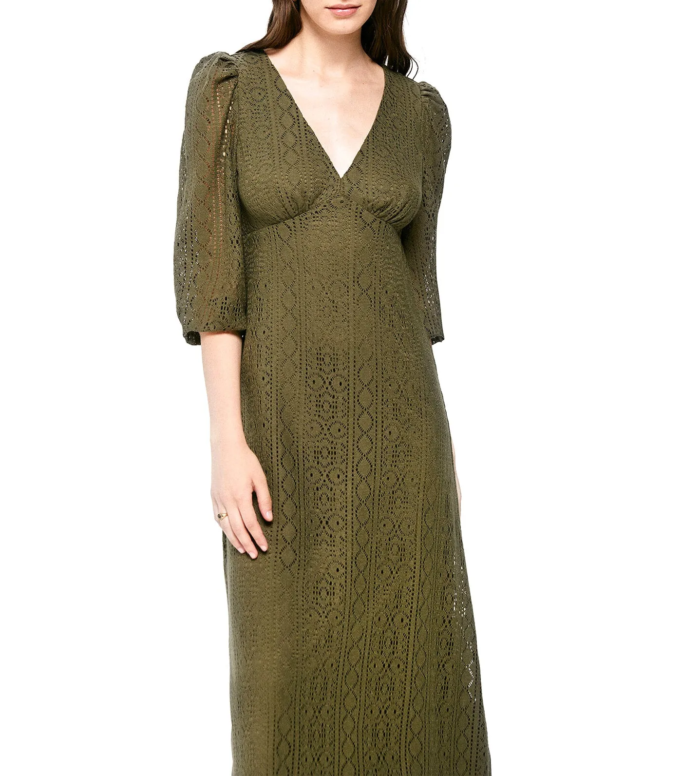 Crochet Midi Dress Khaki