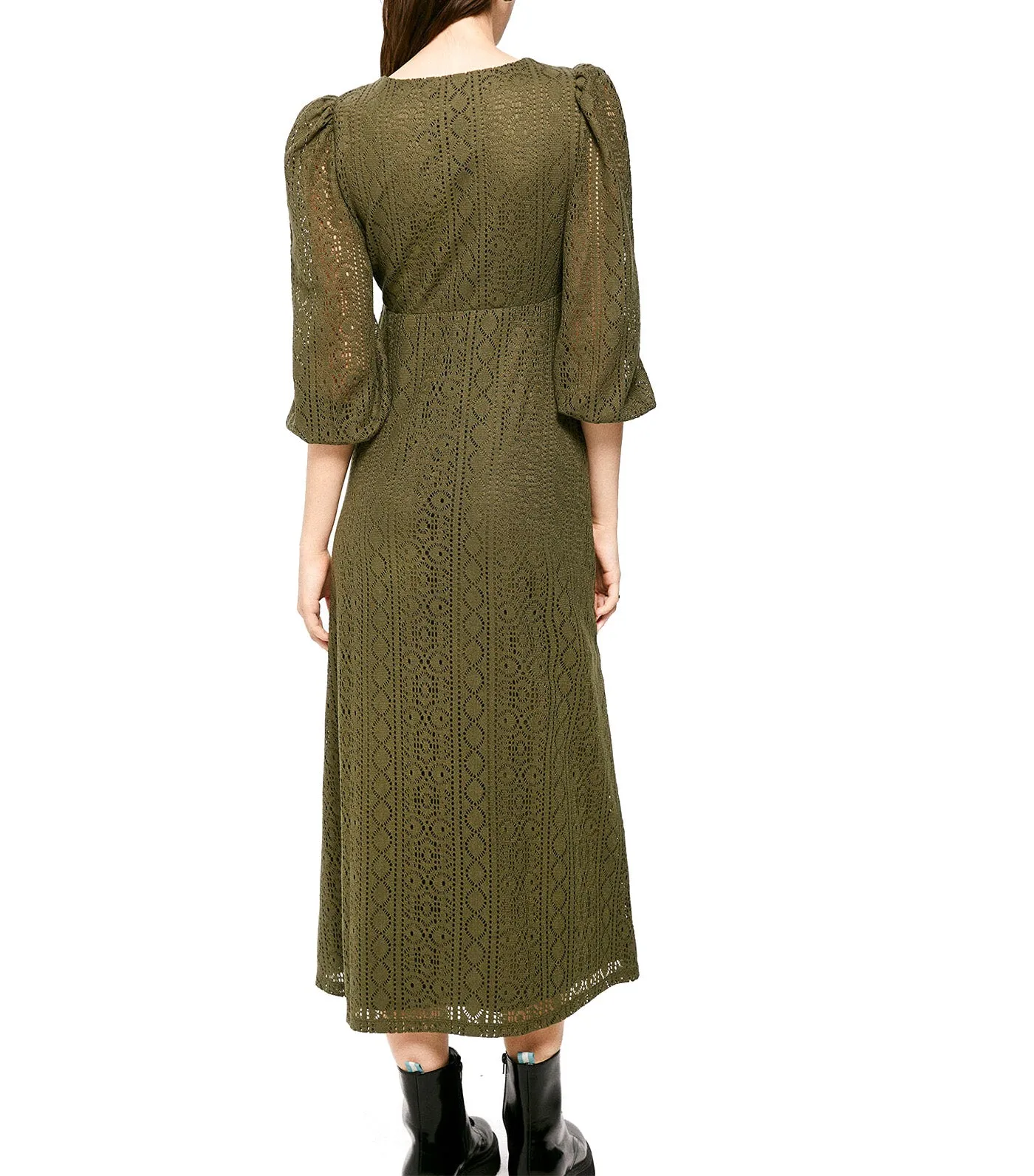 Crochet Midi Dress Khaki