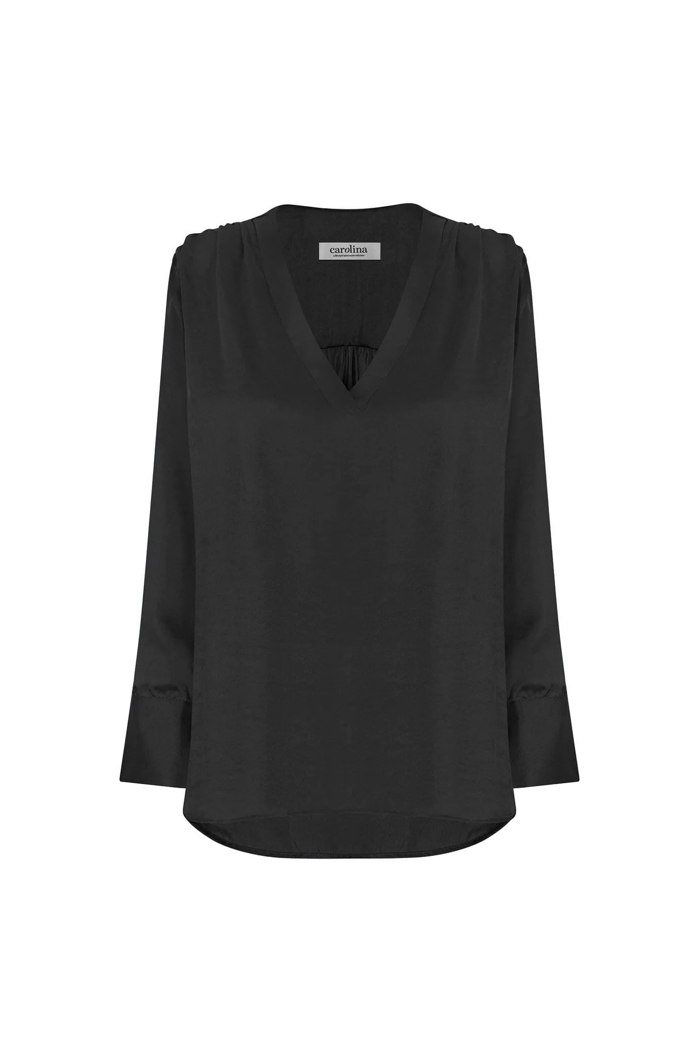 Daniella V-Neck Long Sleeve Top Black