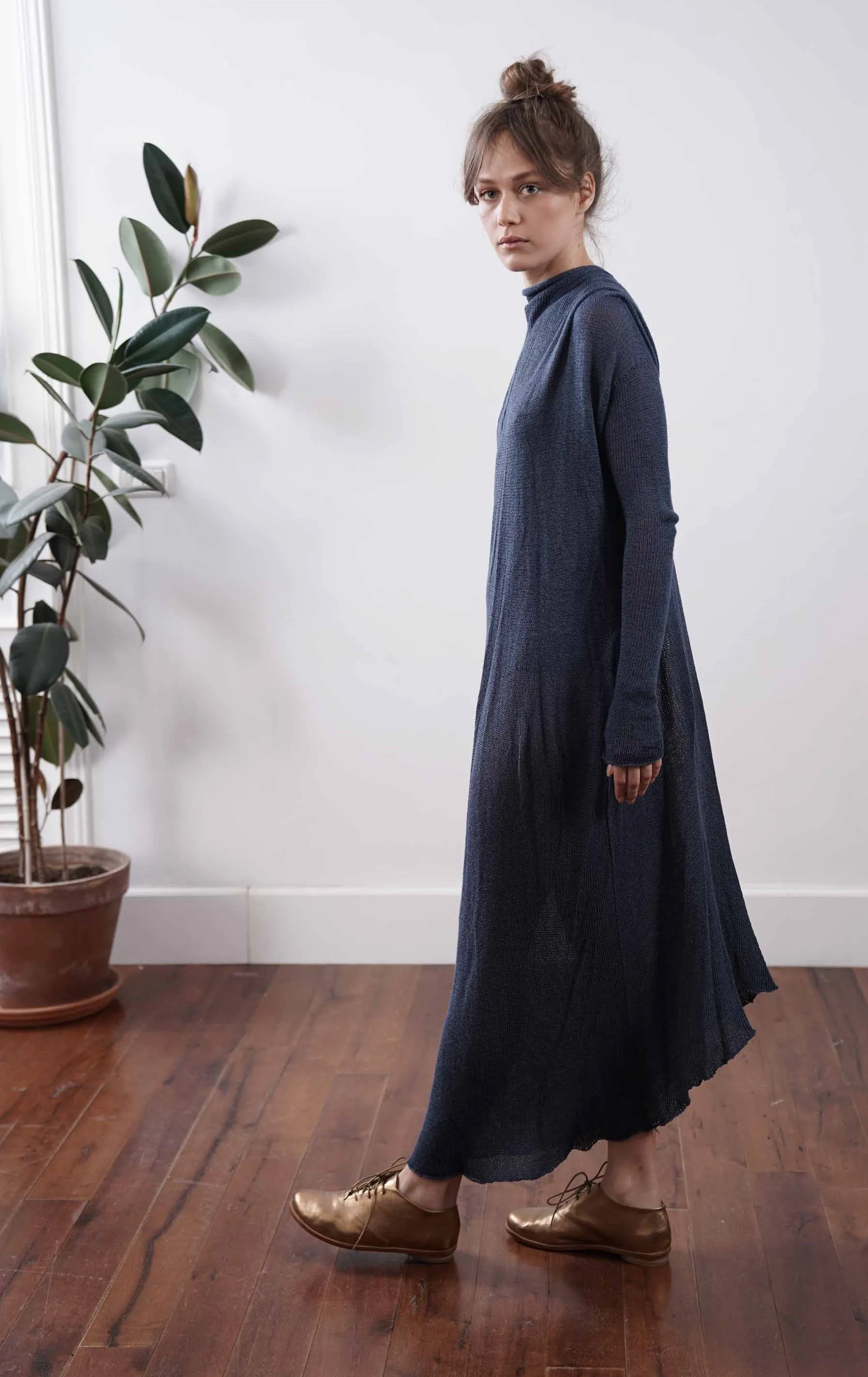 Dark blue navy Knit long Dress