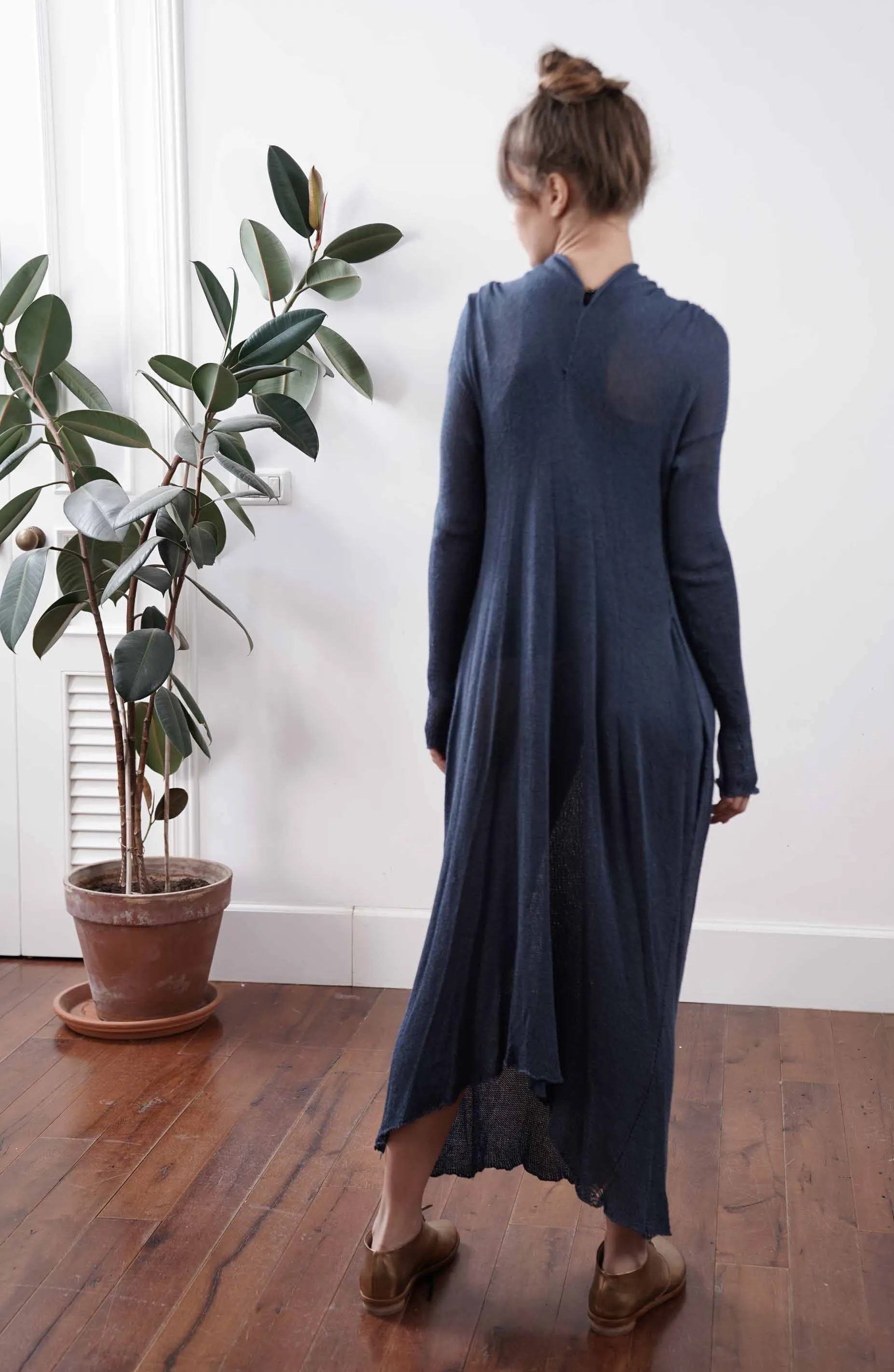 Dark blue navy Knit long Dress