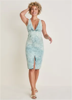 Deep-V Dress - Acid Wash