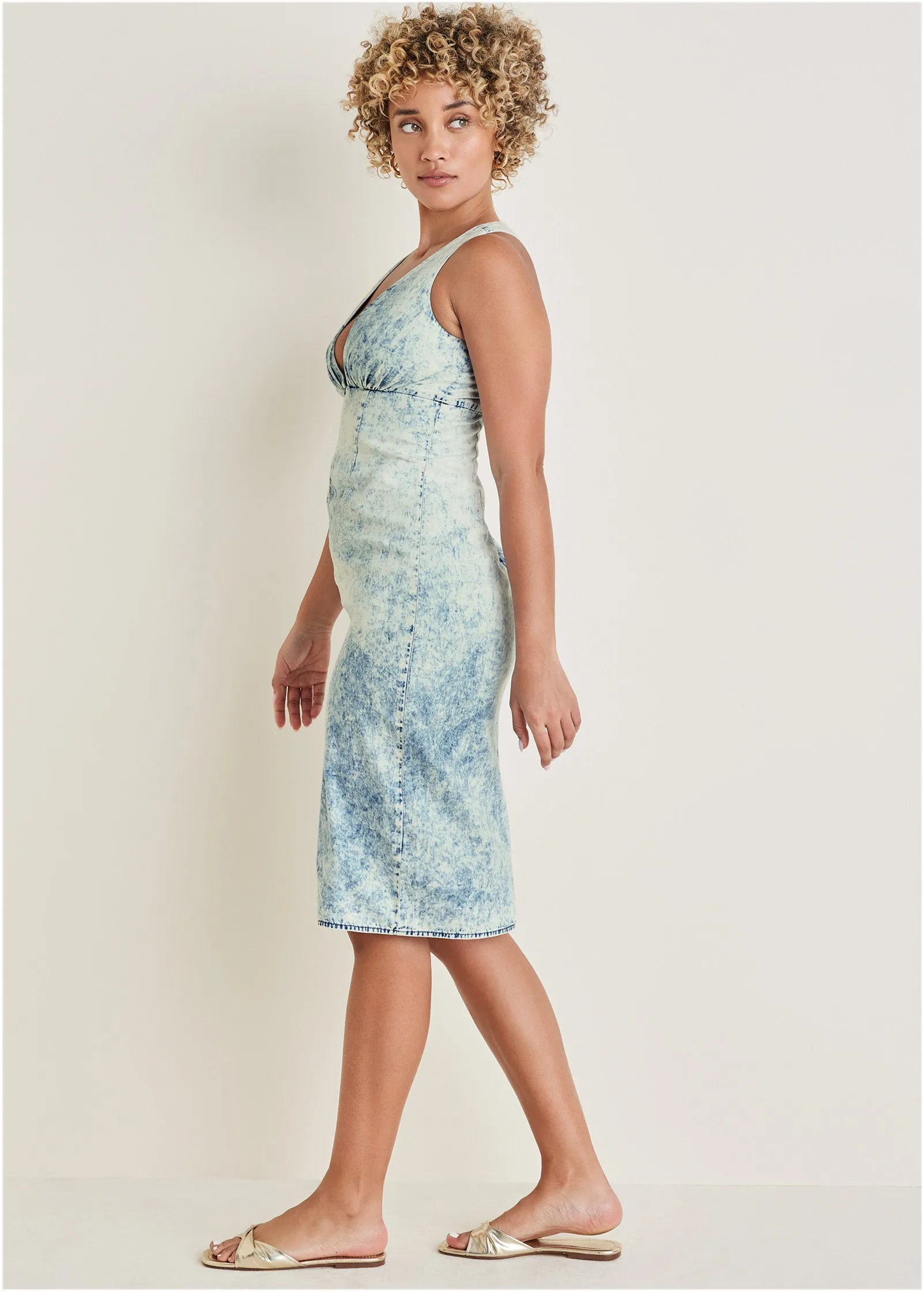 Deep-V Dress - Acid Wash