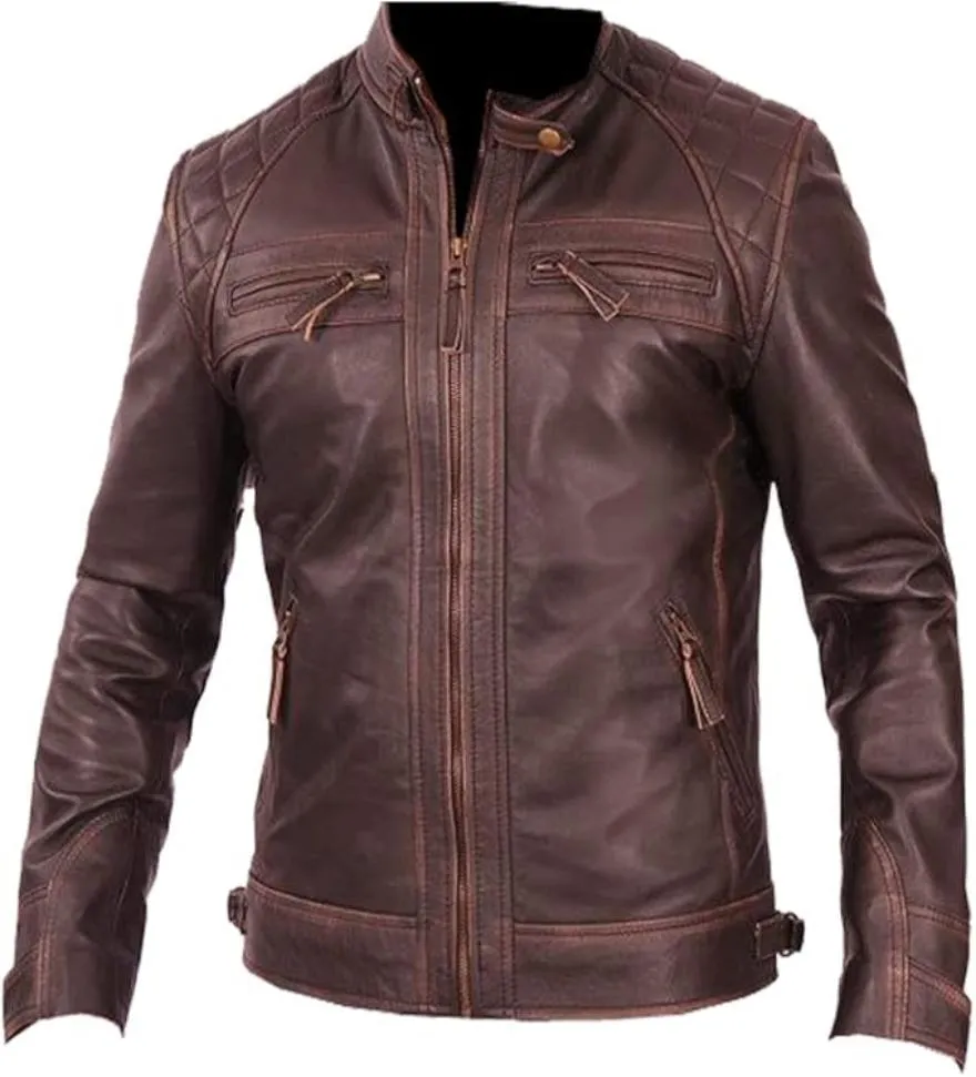 Distressed Cafe Racer Jacket