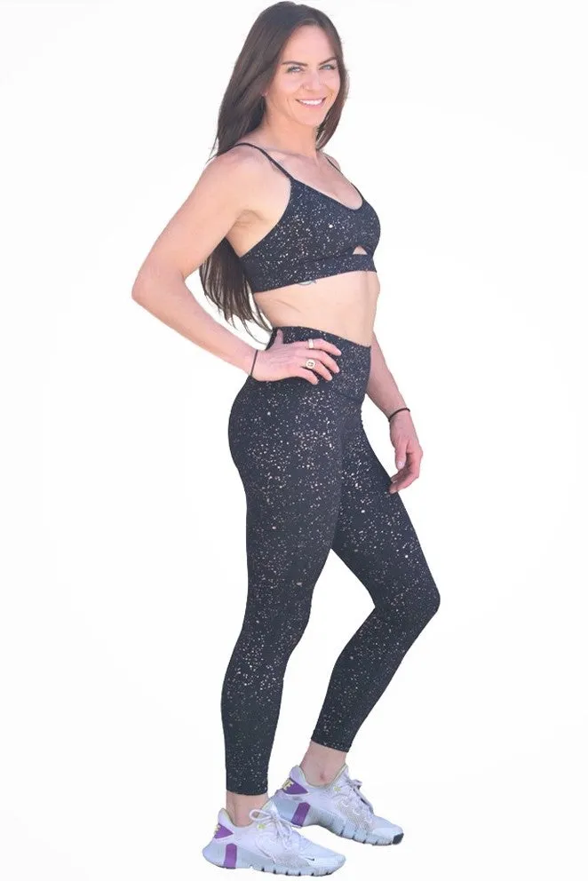 Donatella Mid-Waist Sparkle Legging with Gabriella Sports Bra - 2 Piece Yoga Outfit Set