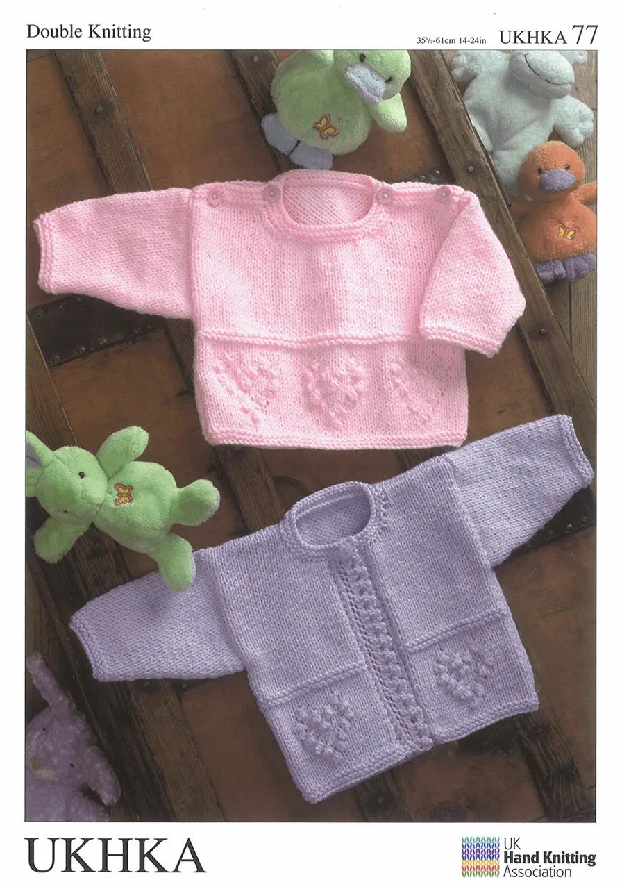 Double Knitting Pattern:  Baby Sweater & Cardigan