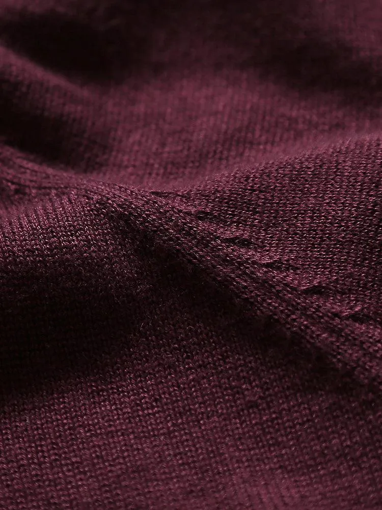 Eco Innovative Hoodie Sweater in Burgundy 拉鍊連帽針織毛衣 (早紅色)