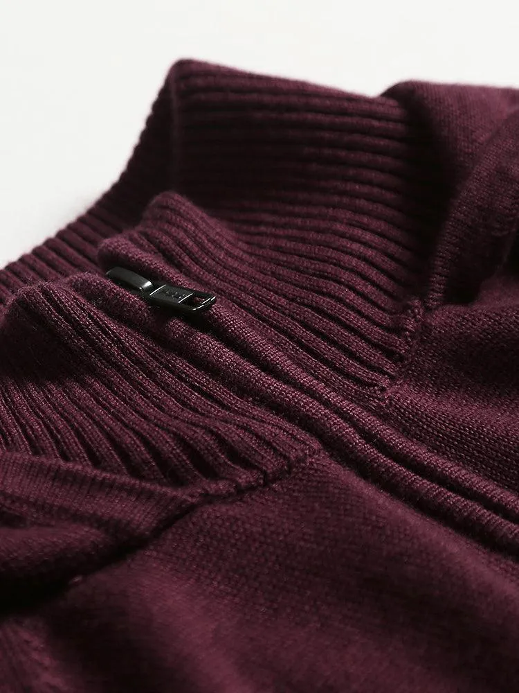 Eco Innovative Hoodie Sweater in Burgundy 拉鍊連帽針織毛衣 (早紅色)