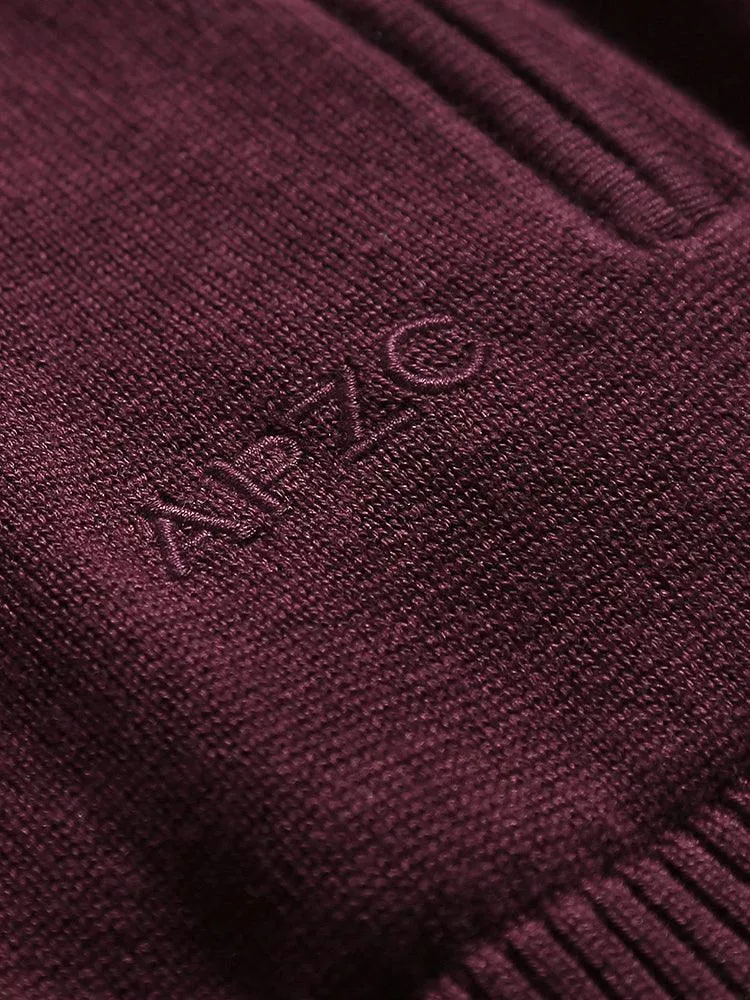 Eco Innovative Hoodie Sweater in Burgundy 拉鍊連帽針織毛衣 (早紅色)