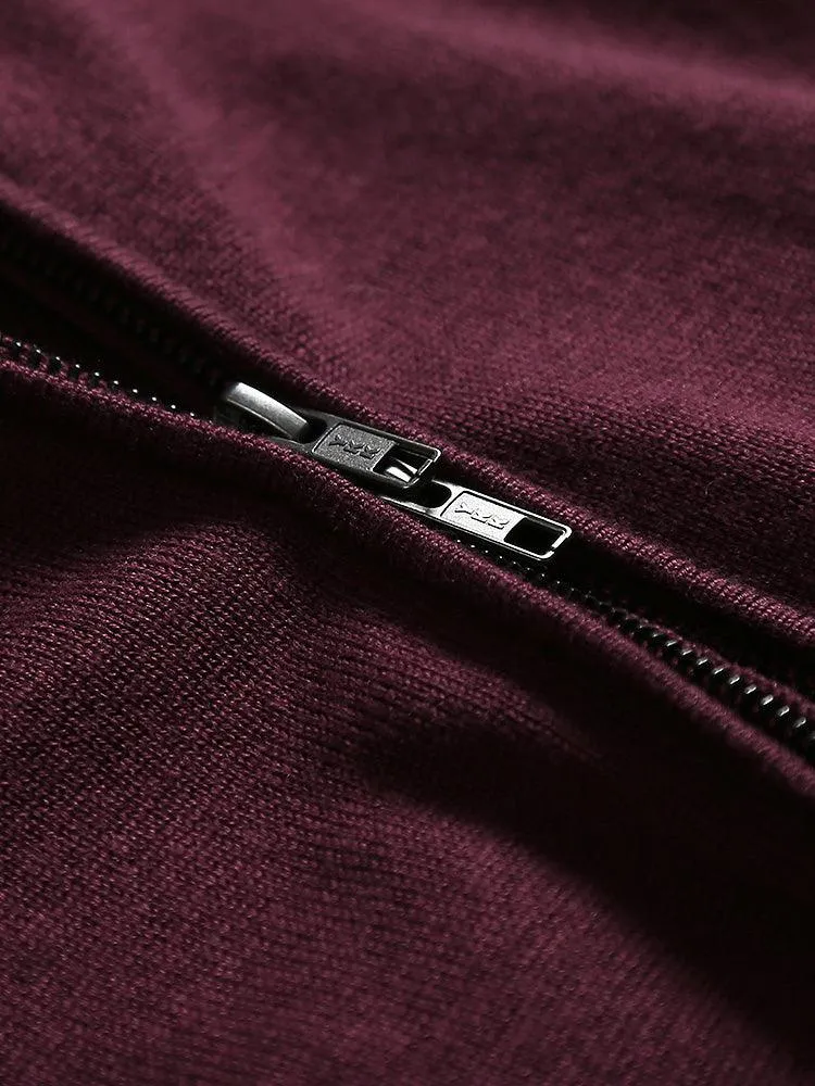 Eco Innovative Hoodie Sweater in Burgundy 拉鍊連帽針織毛衣 (早紅色)