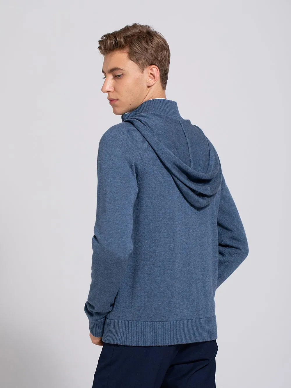 Eco Innovative Hoodie Sweater in Steel Blue 拉鍊連帽針織毛衣 (鋼青色)