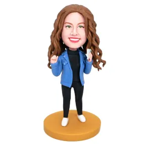 Female In Denim Jacket Custom Figure Bobbleheads