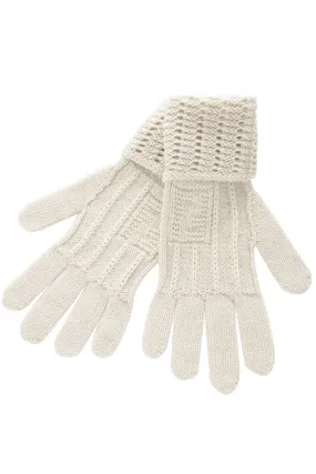 FENDI FF Extrafine Ivory Wool Women Gloves