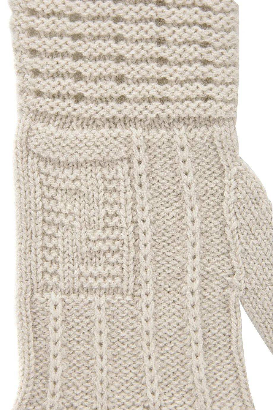 FENDI FF Extrafine Ivory Wool Women Gloves