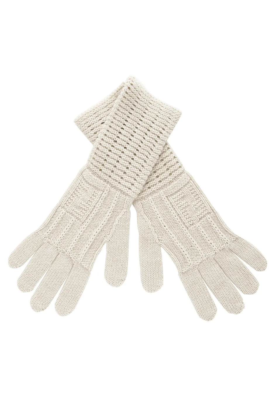 FENDI FF Extrafine Ivory Wool Women Gloves