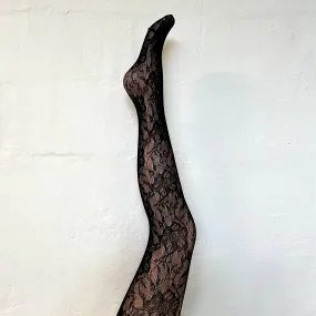 Flower Fishnet Tights - Black