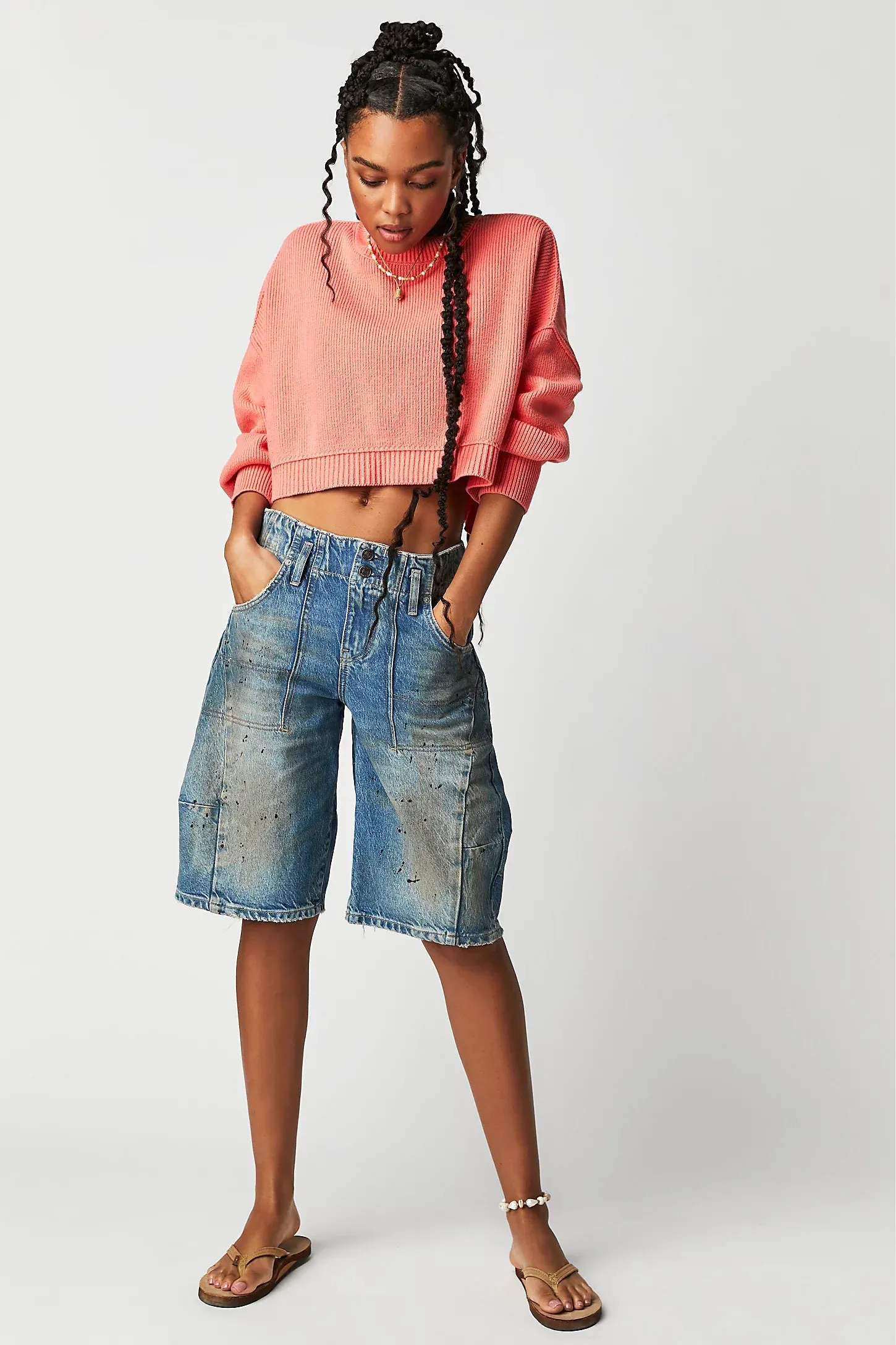 Free People Easy Street Crop Pullover in Guava Juice