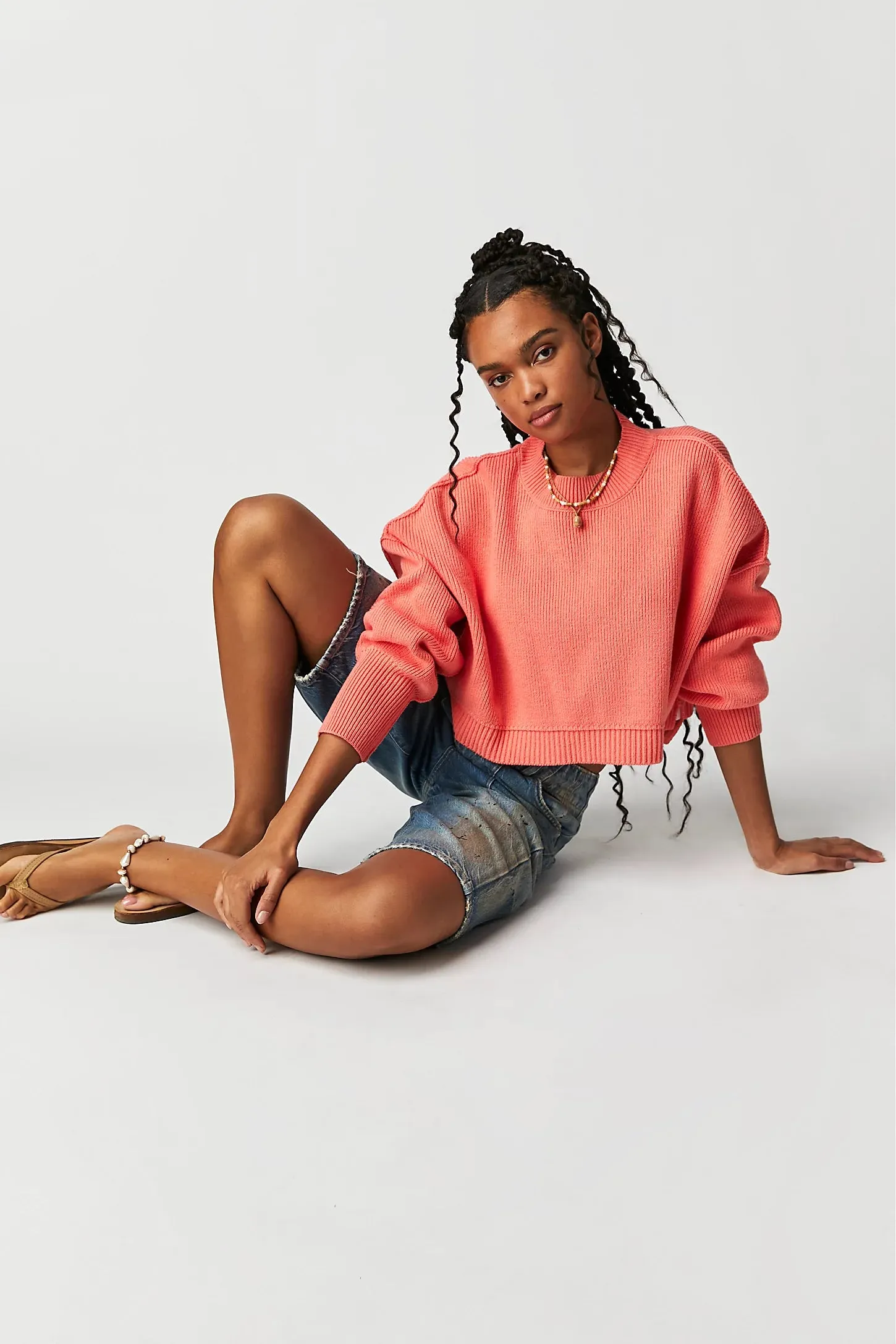 Free People Easy Street Crop Pullover in Guava Juice