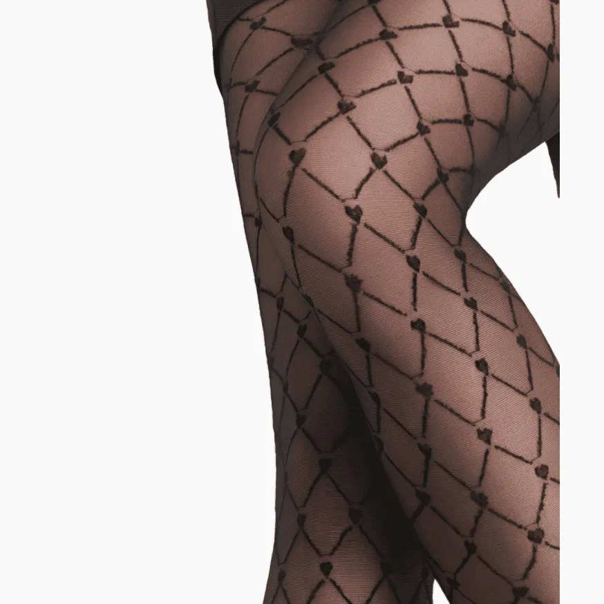 Fulfilled Heart  Black Comb Fishnet Pantyhose