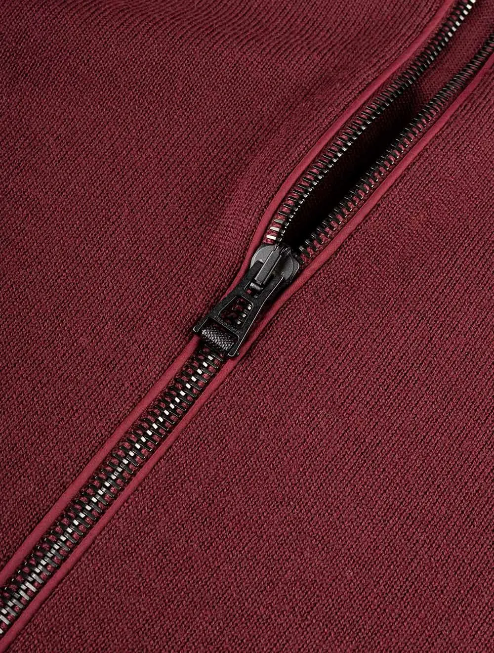 Full Zip Merino Wool Cardigan Oxblood