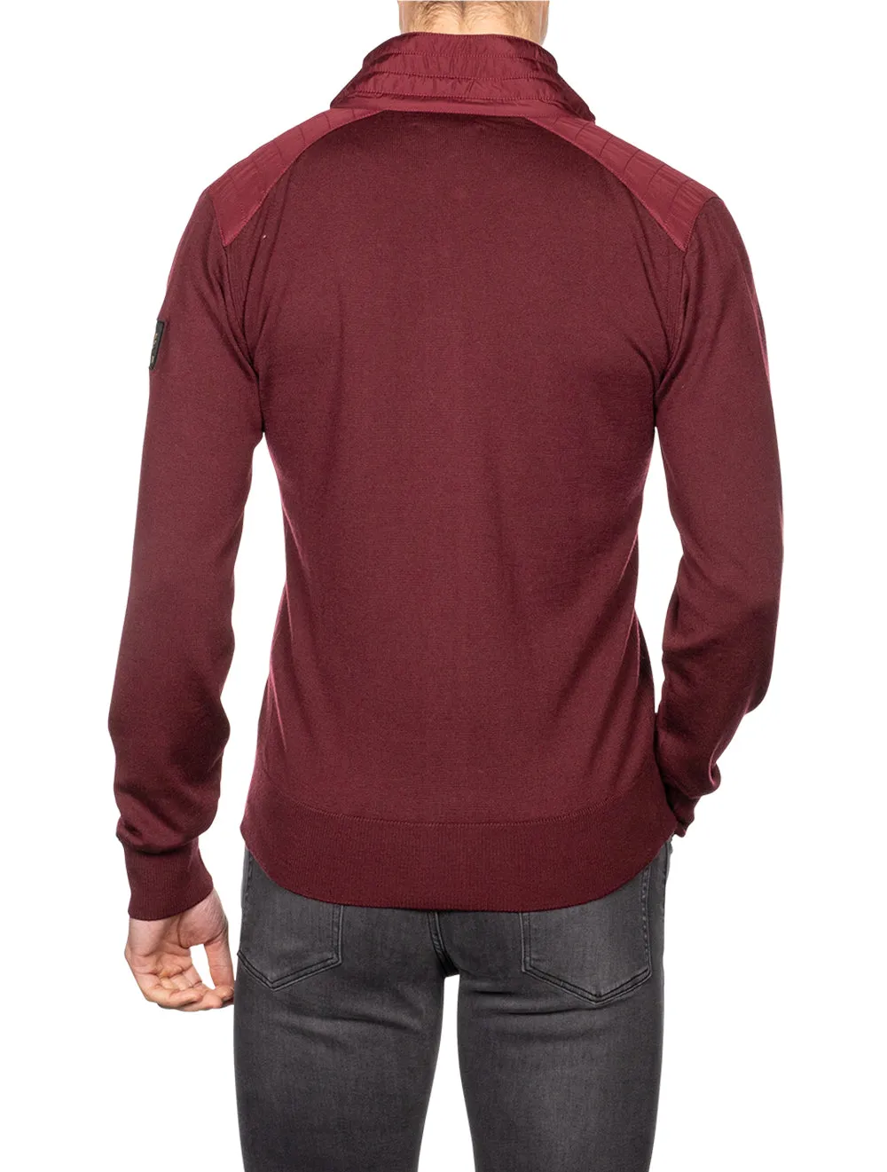 Full Zip Merino Wool Cardigan Oxblood