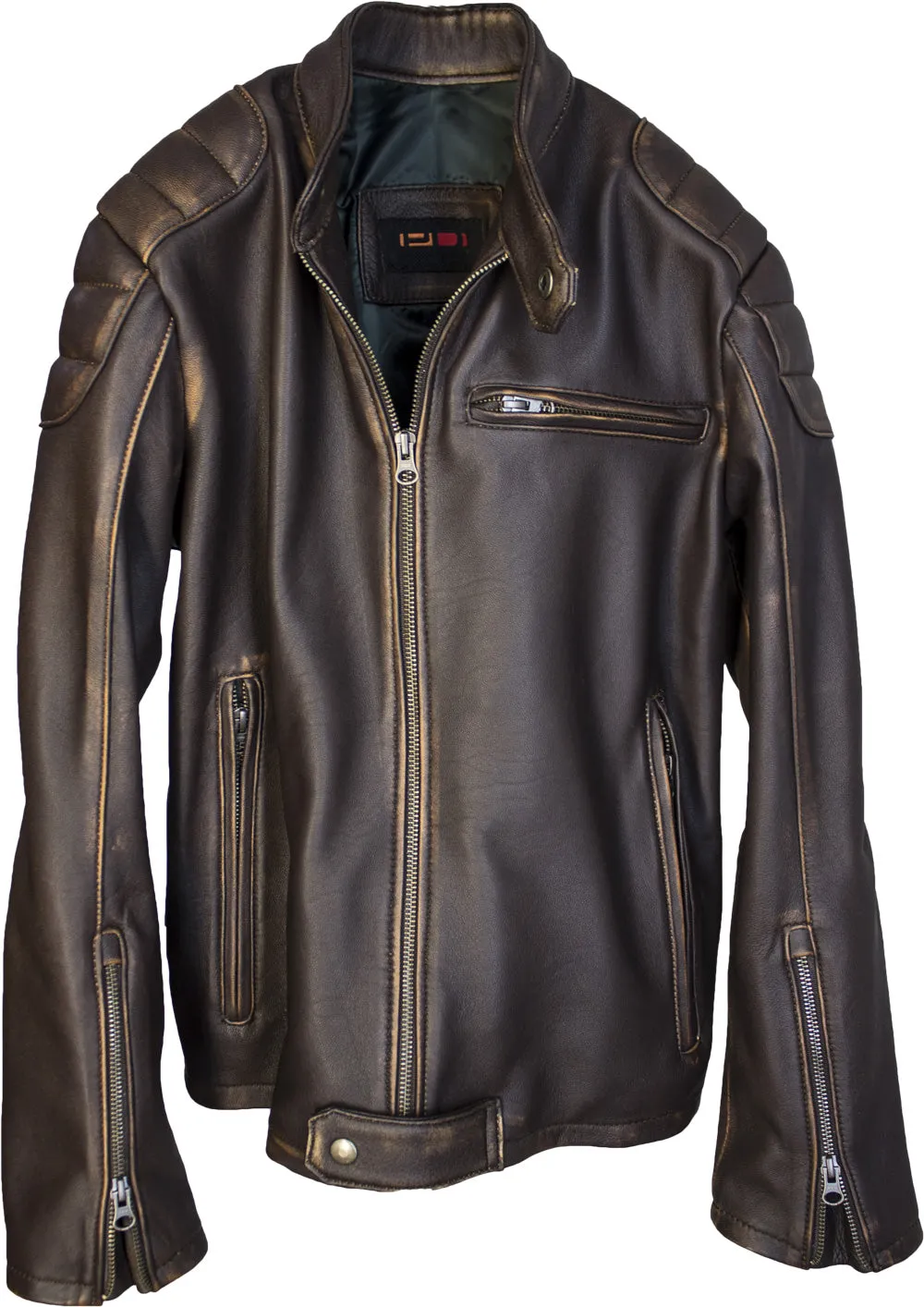 GAMMA Leather Jacket - Distressed Brown Quilted