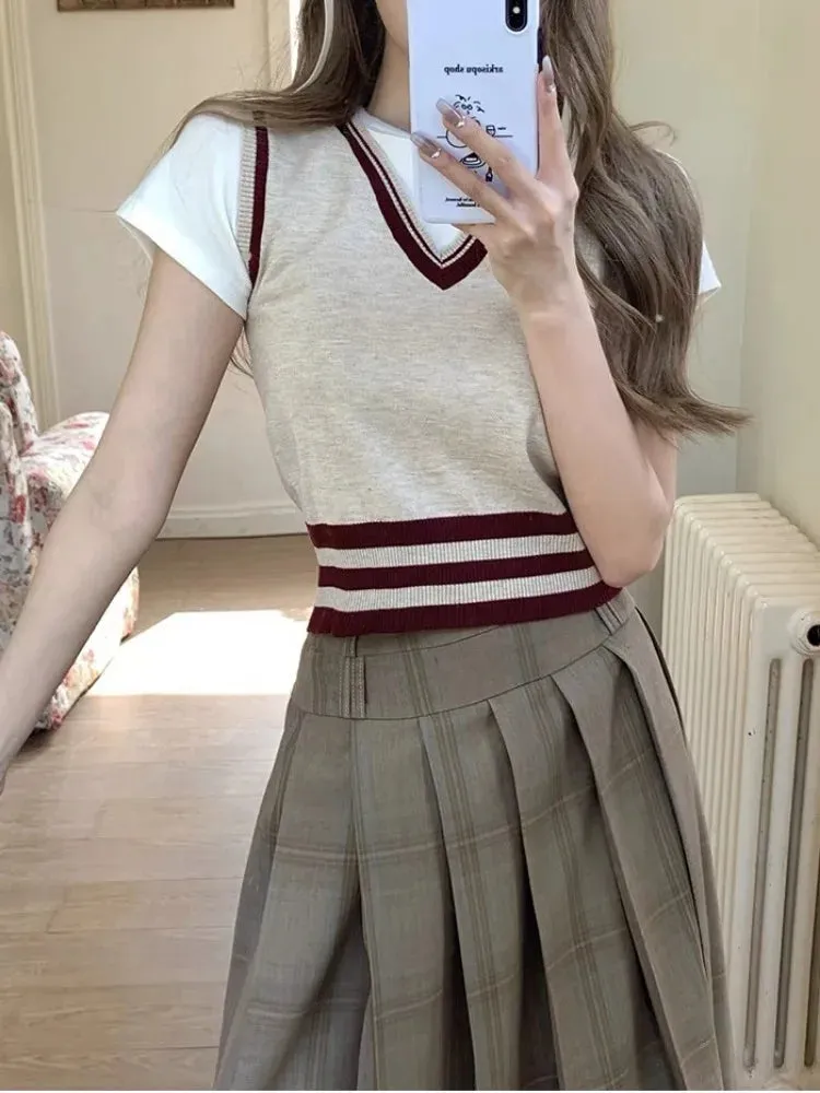 Girlary Vintage Long Plaid Skirt Women High Waist A-line Korean Fashion Preppy Midi Pleated Skirt Autumn Winter School Uniform