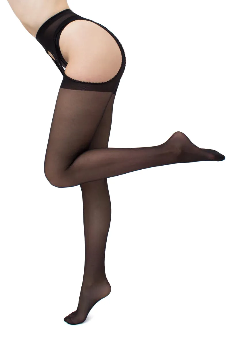 Giulia Love Chic 20 Denier Open Body - Back Seamed Suspender Tights