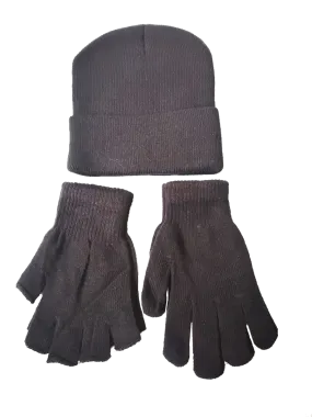 Gloves , Fingerless Gloves and Beanie Set