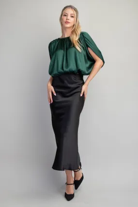 Glow Satin Skirt - Black