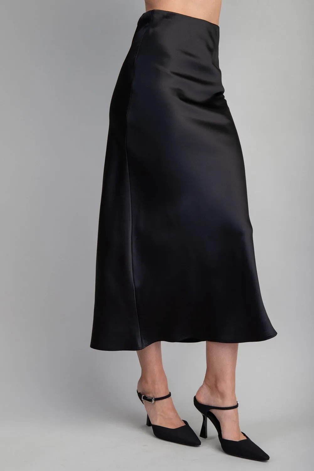 Glow Satin Skirt - Black