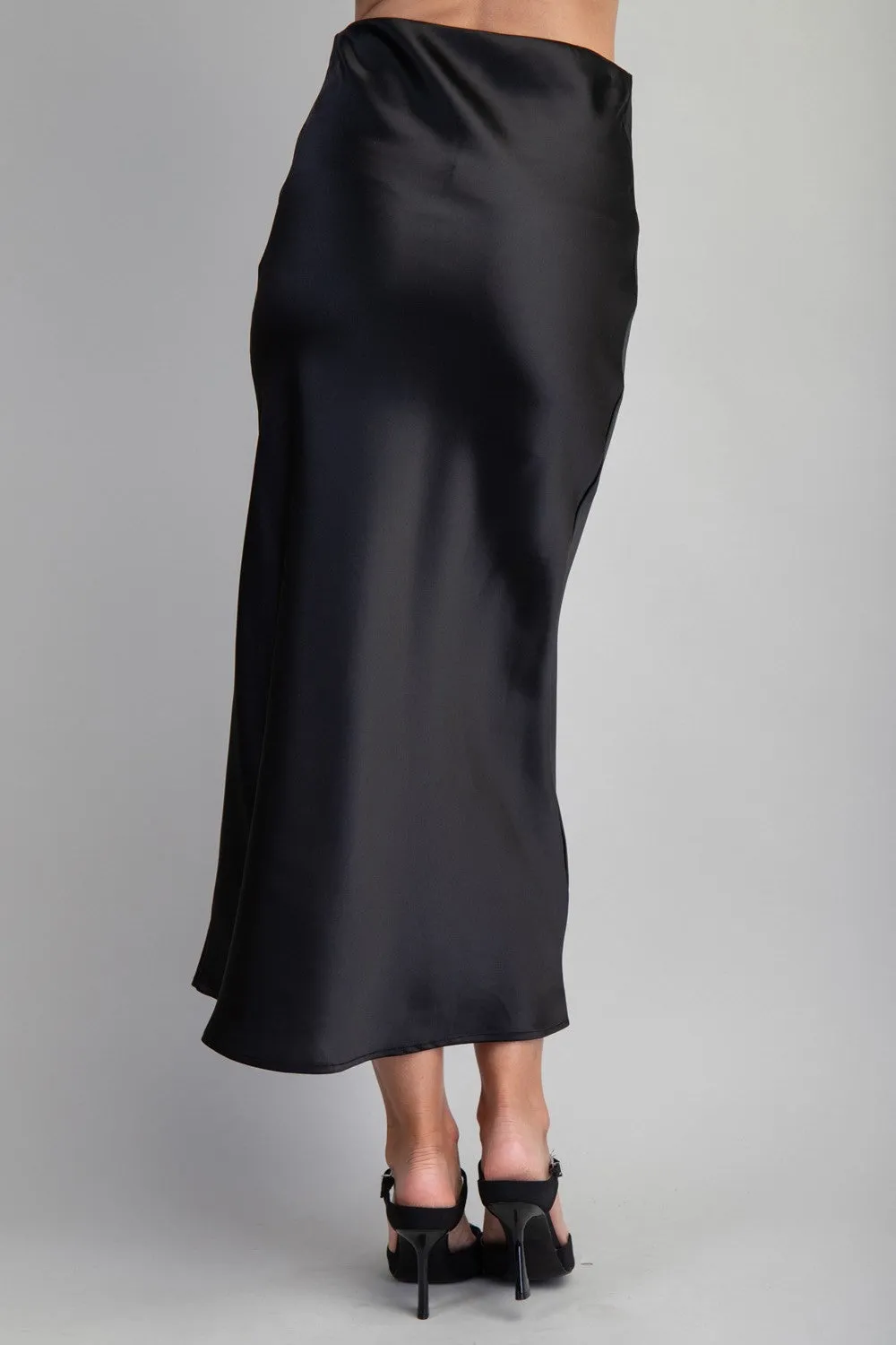 Glow Satin Skirt - Black