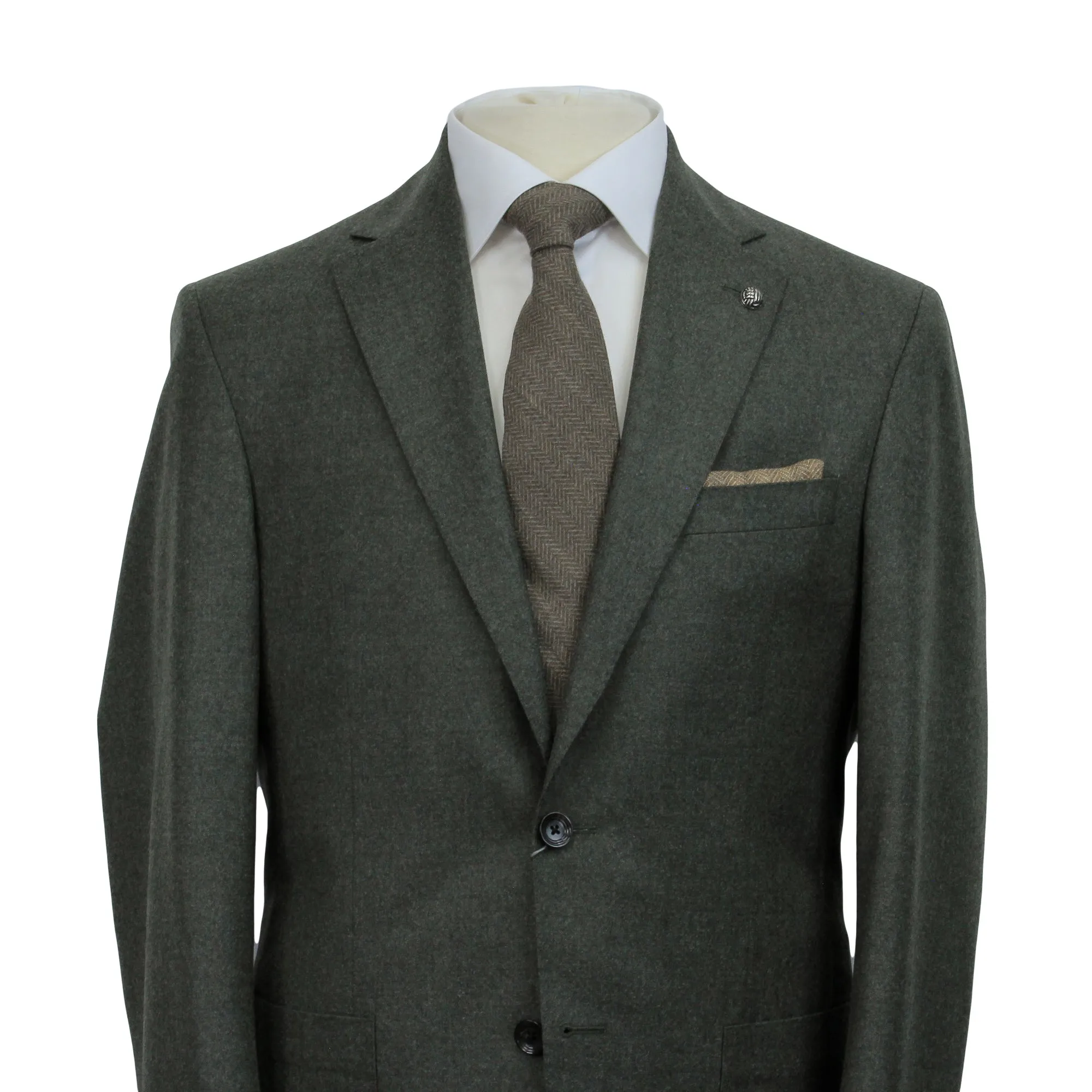 Green Flannel Morton Contemporary Fit Super 120s Wool Suit - Jack Victor