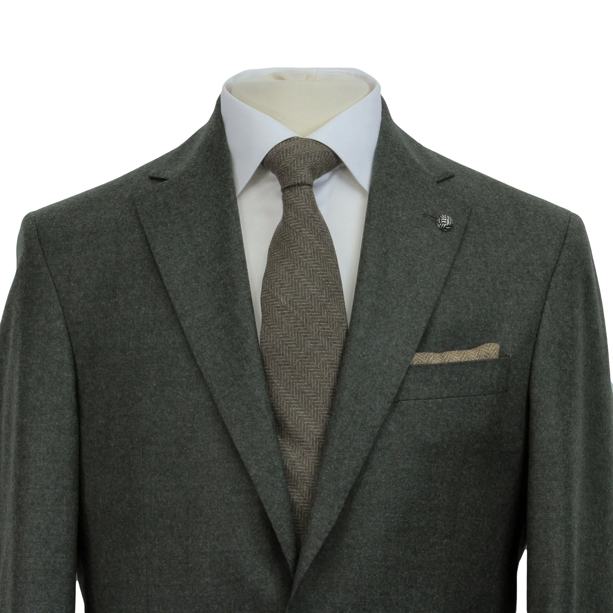 Green Flannel Morton Contemporary Fit Super 120s Wool Suit - Jack Victor