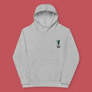 Green Onion Embroidered Kids Hoodie