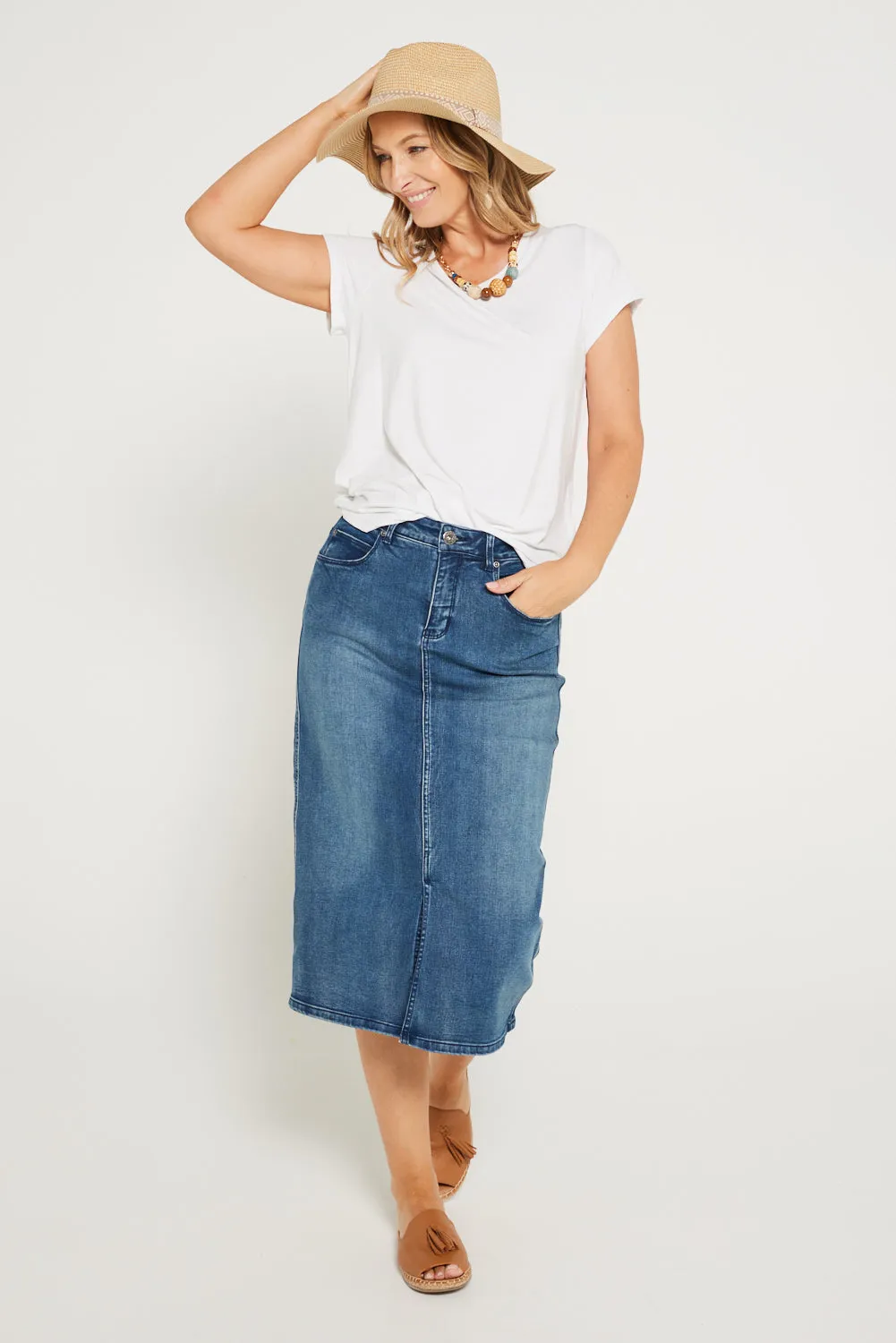 Hadley Denim Skirt - Mid Wash