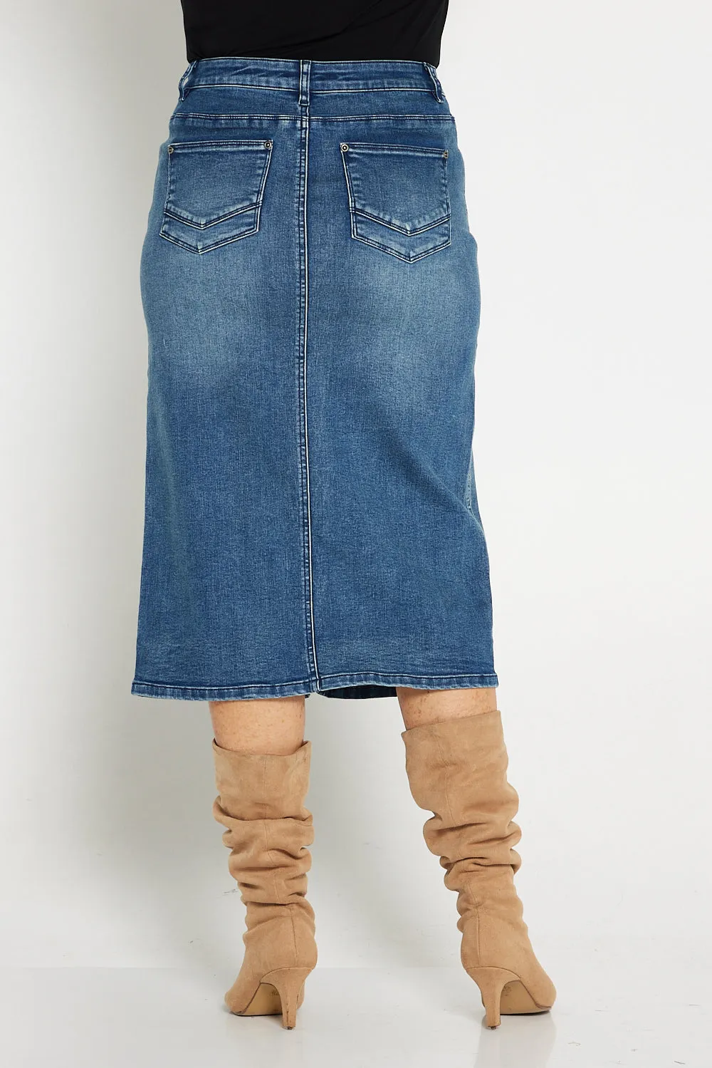 Hadley Denim Skirt - Mid Wash