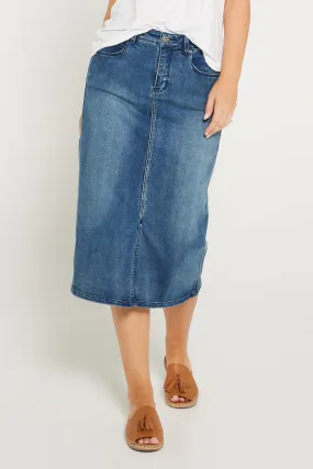 Hadley Denim Skirt - Mid Wash