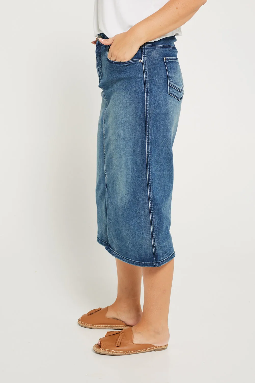 Hadley Denim Skirt - Mid Wash