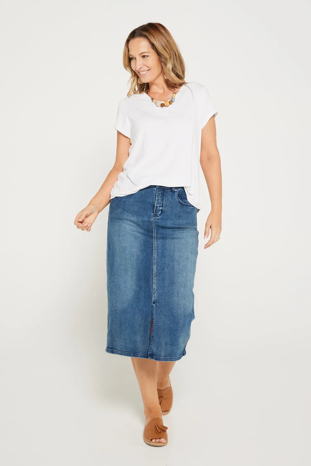 Hadley Denim Skirt - Mid Wash